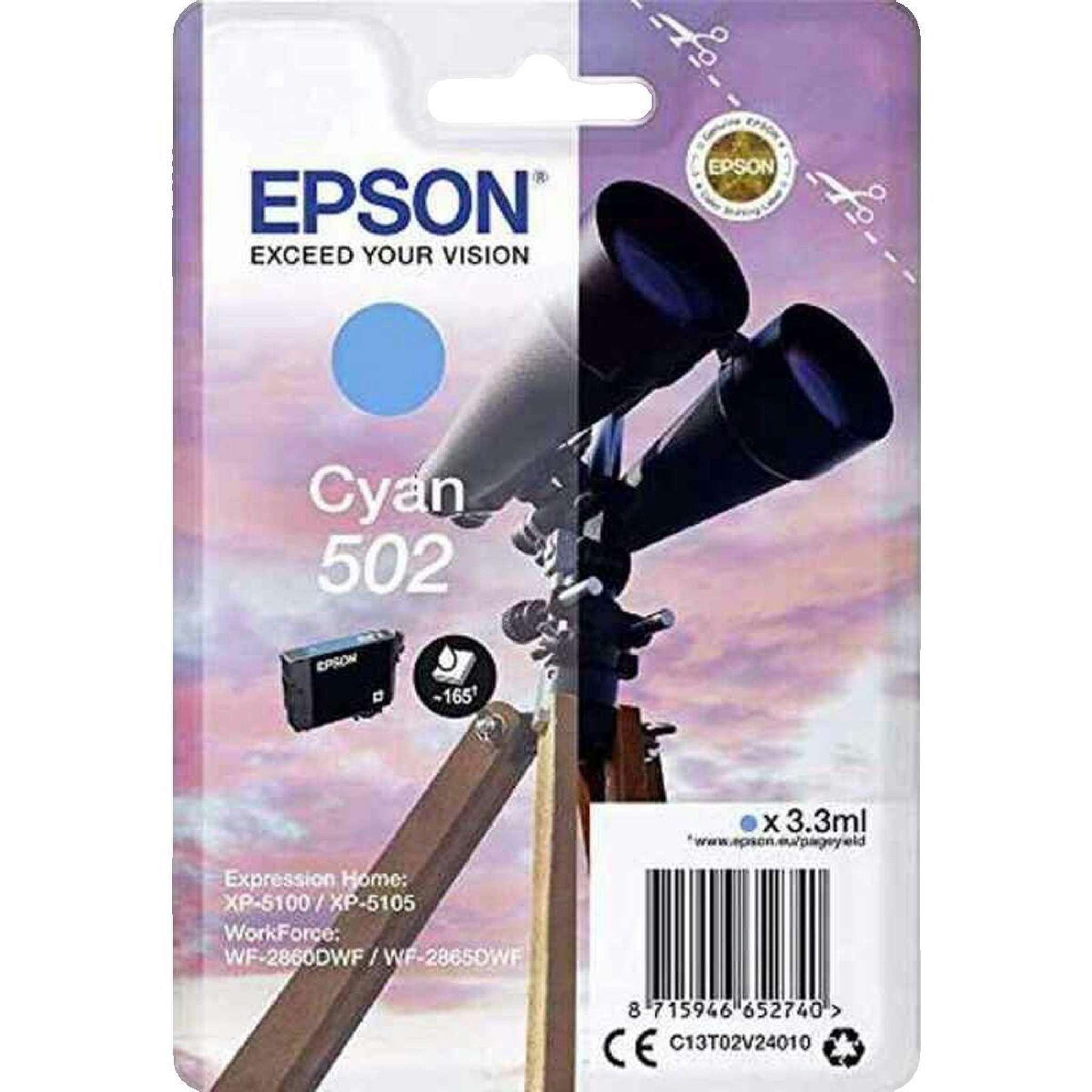 Voir la diapositive 2 : Epson Cartouche d'encre Epson 502 Cyan