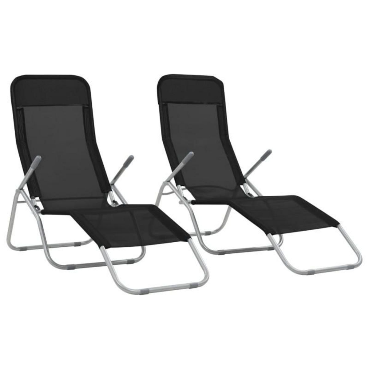 VIDAXL Chaises longues pliables lot de 2 Textilène Noir