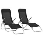 VIDAXL Chaises longues pliables lot de 2 Textilène Noir
