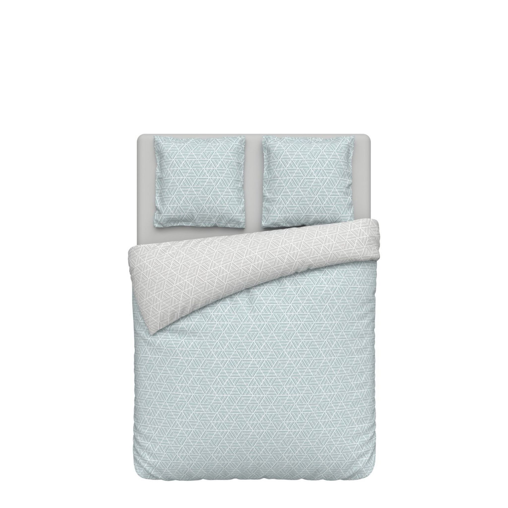 Parure housse de couette en microfibre motifs géométriques LEO. Coloris disponibles : Gris