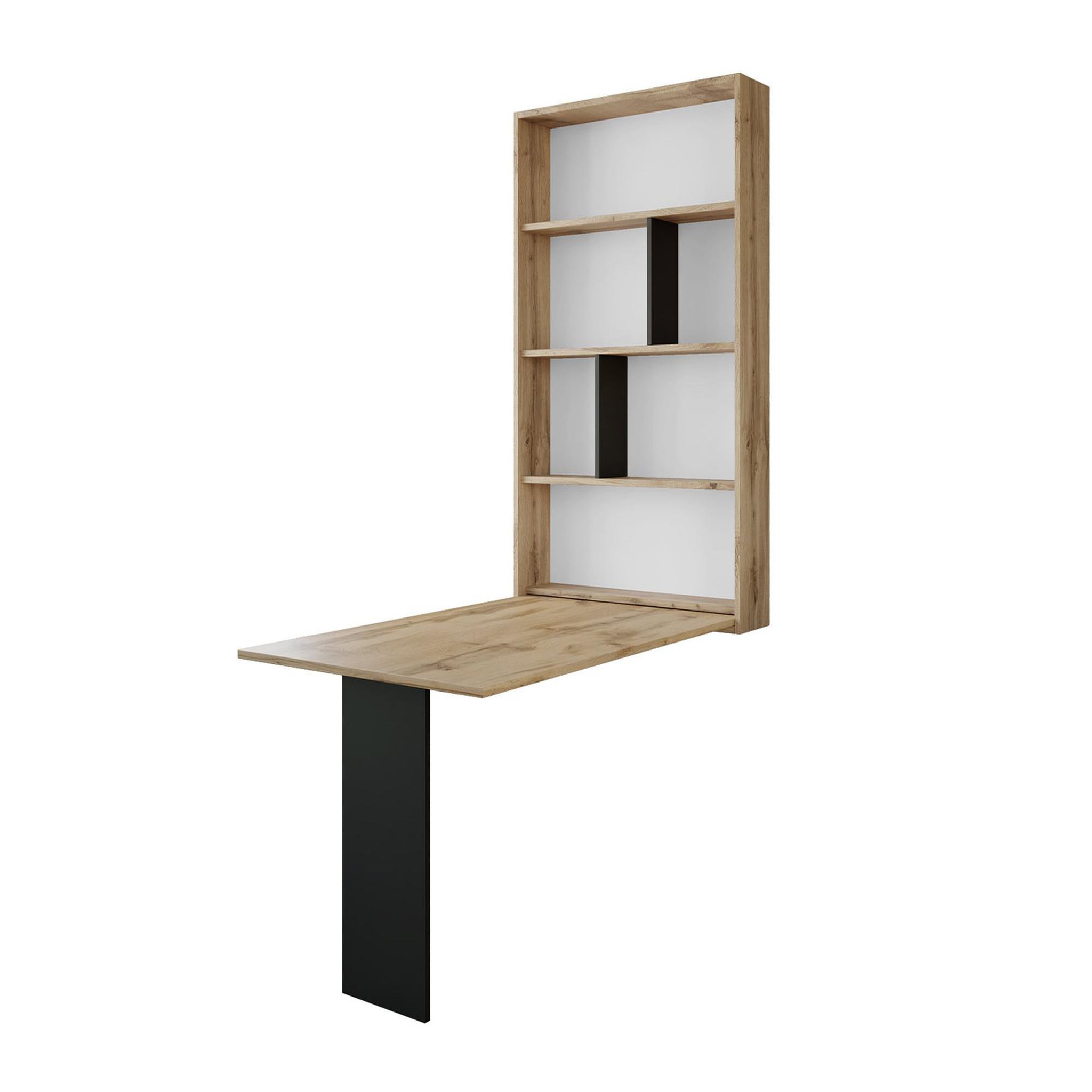 Voir la diapositive 5 : BEST MOBILIER Mondrian - table murale rabattable avec rangements - 4 personnes