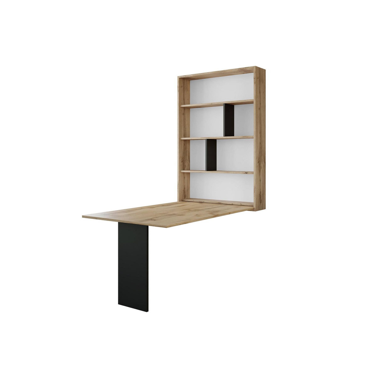 BEST MOBILIER Mondrian - table murale rabattable avec rangements - 4 personnes