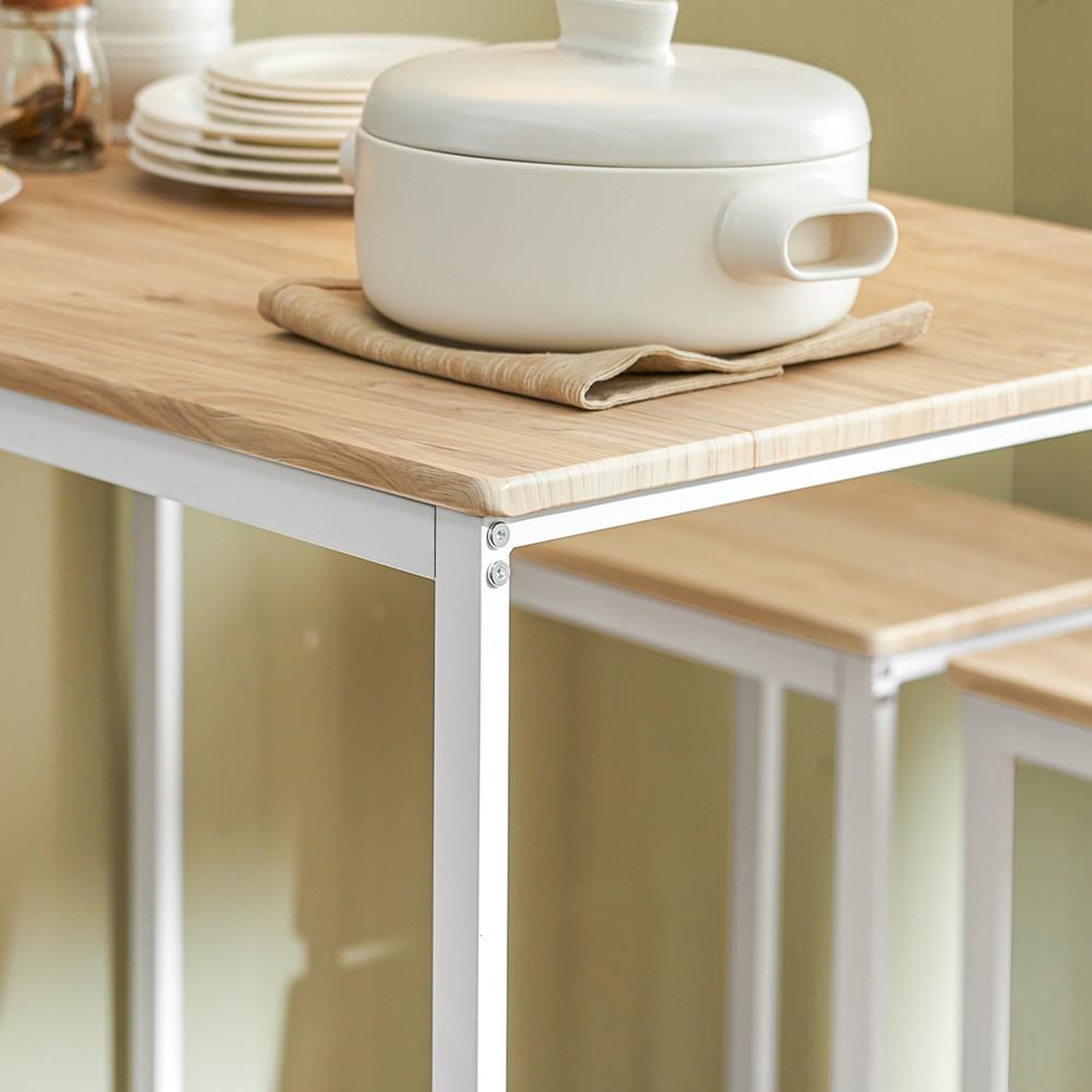 Voir la diapositive 5 : SOBUY SoBuy - Ensemble Table Et 4 Tabourets inclus - Industriel - OGT15