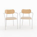 MAISON PAVANE Lot de 2 chaises en tissu beige et placage en bois clair-Marine