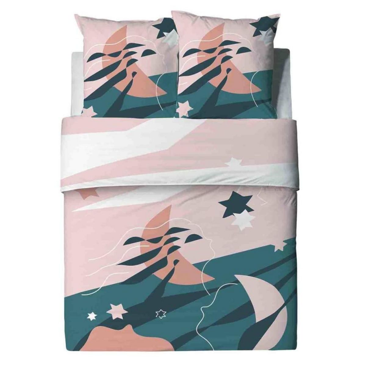 ATELIER DU COTON Housse de couette 260x240 HEOL + 2 taies coton 57 fils