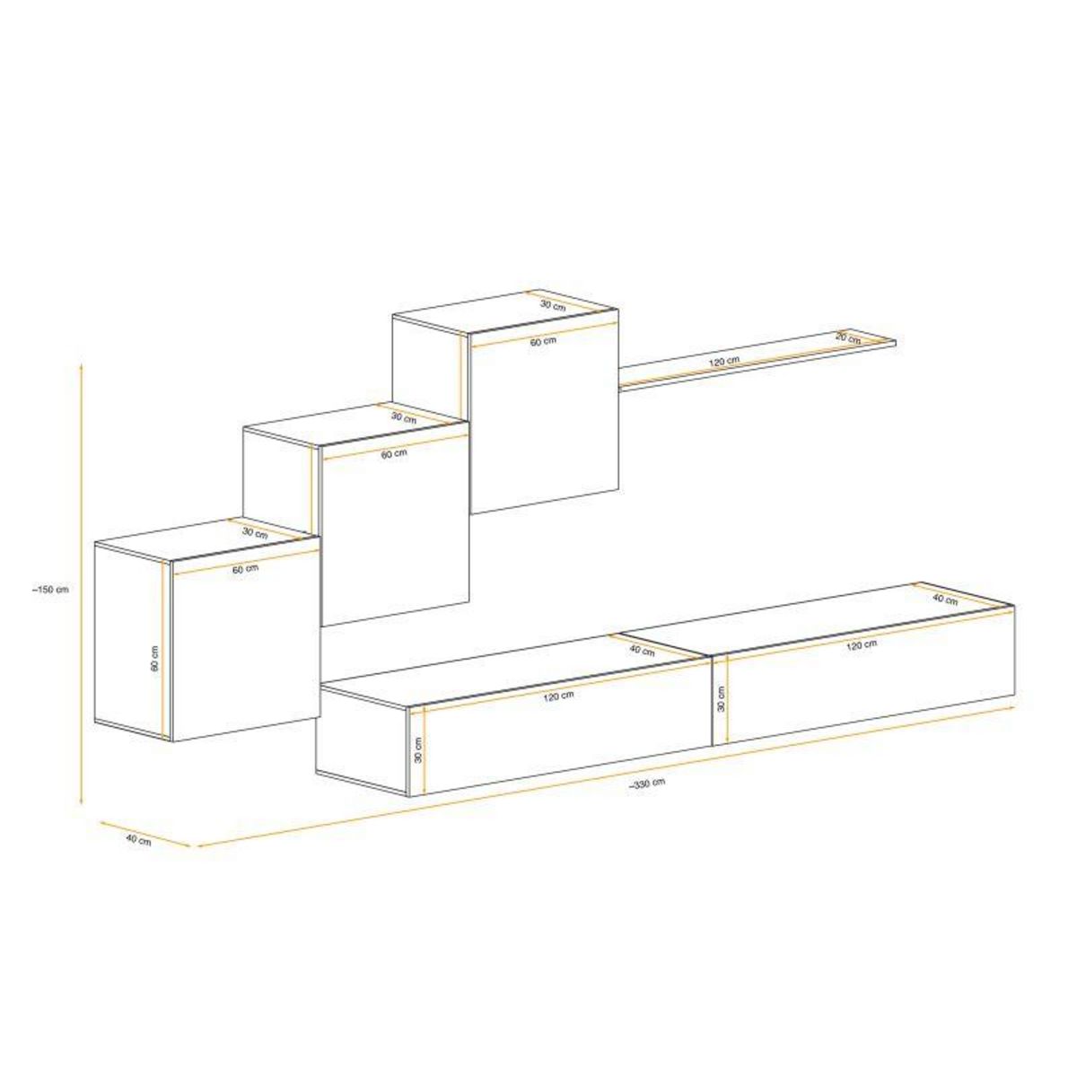 Paris Prix Meuble TV Mural Design  Switch X  330cm Noir