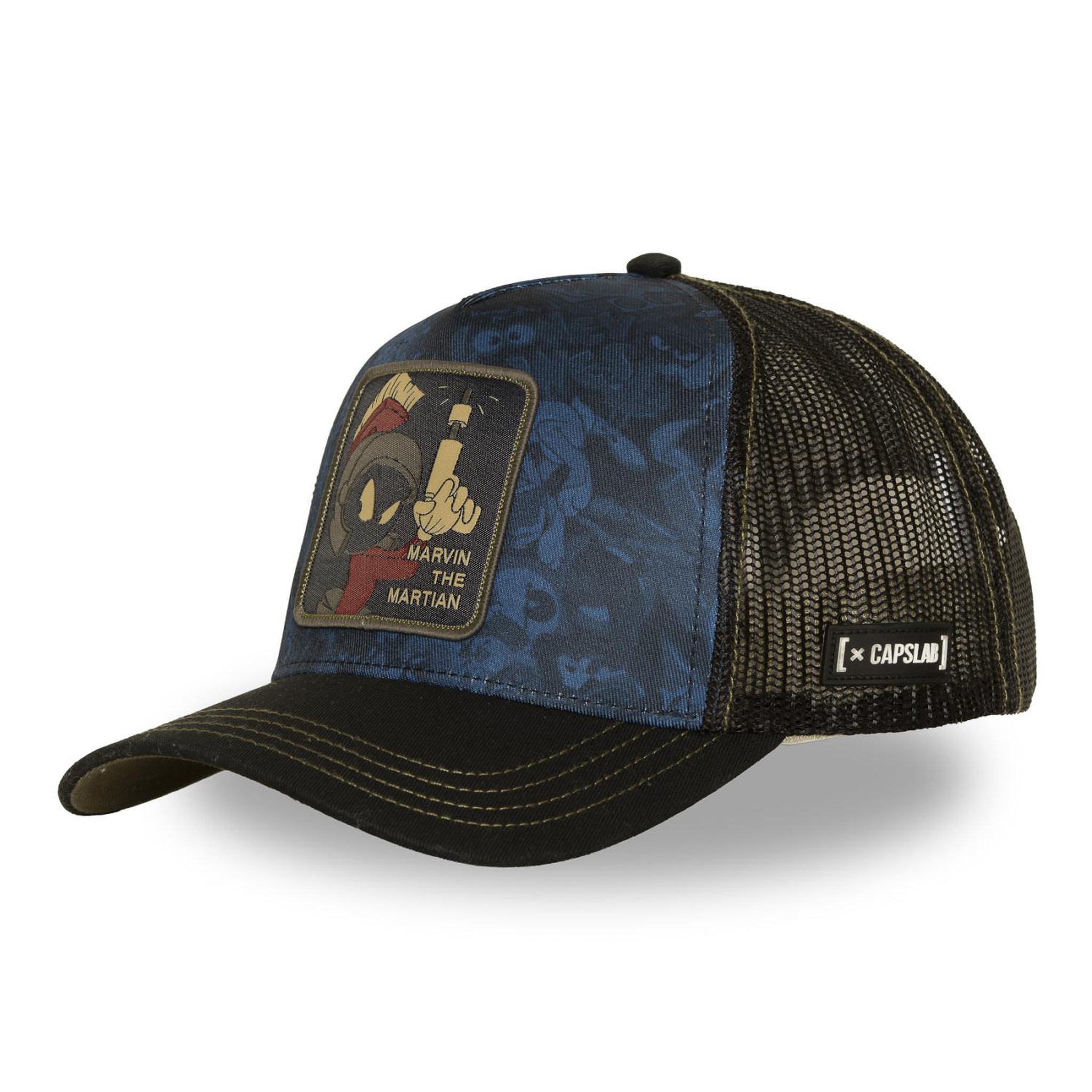 CAPSLAB Casquette trucker avec filet et patch looney tunes marvin. Coloris disponibles : Bleu