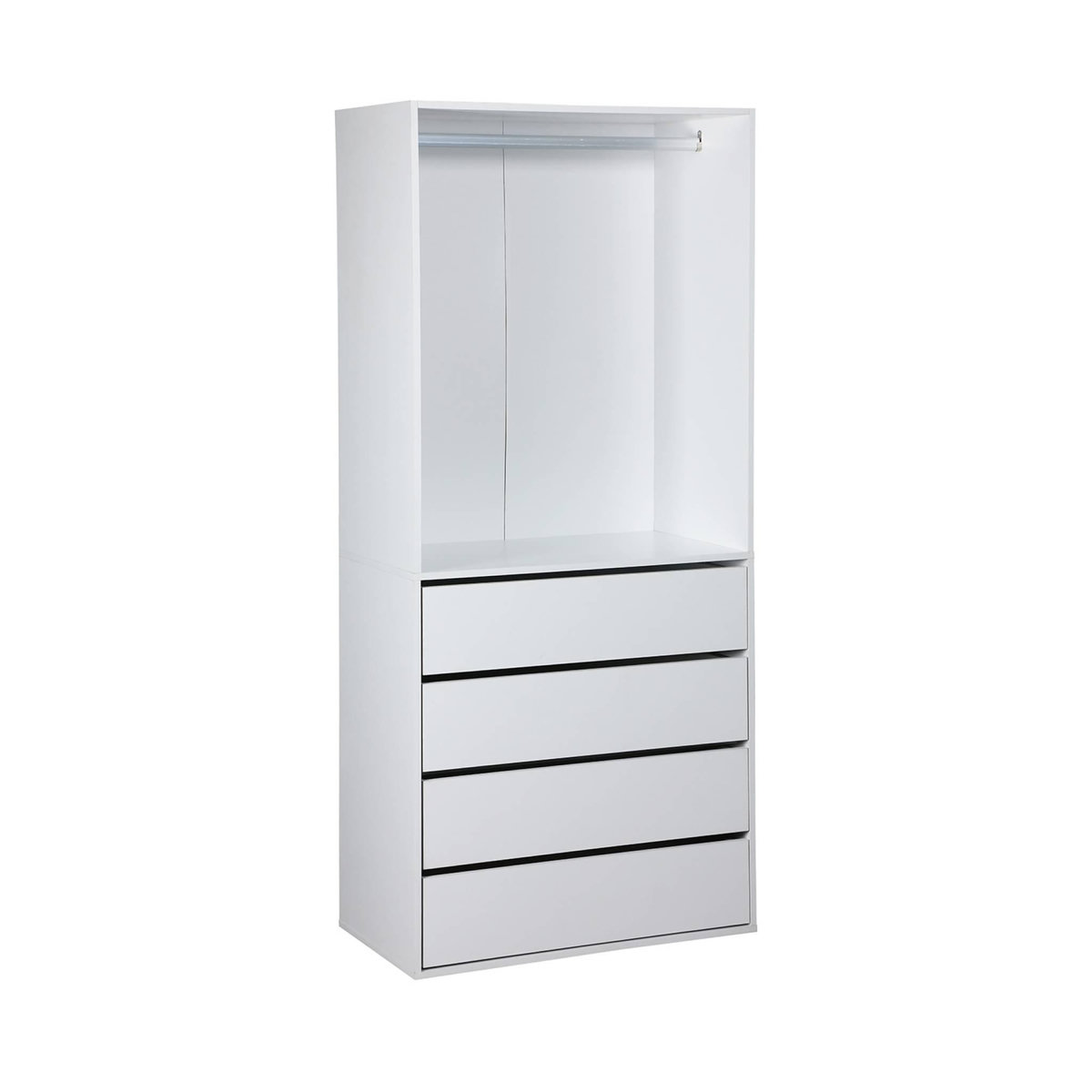 SWEEEK Module dressing avec 4 tiroirs et 1 penderie blanc. panneaux stratifiés