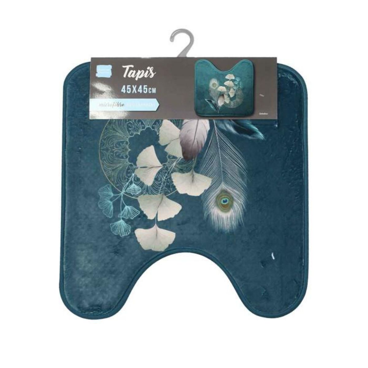 Paris Prix Tapis Contour WC Imprimé  Ginkoblue  45x45cm Vert