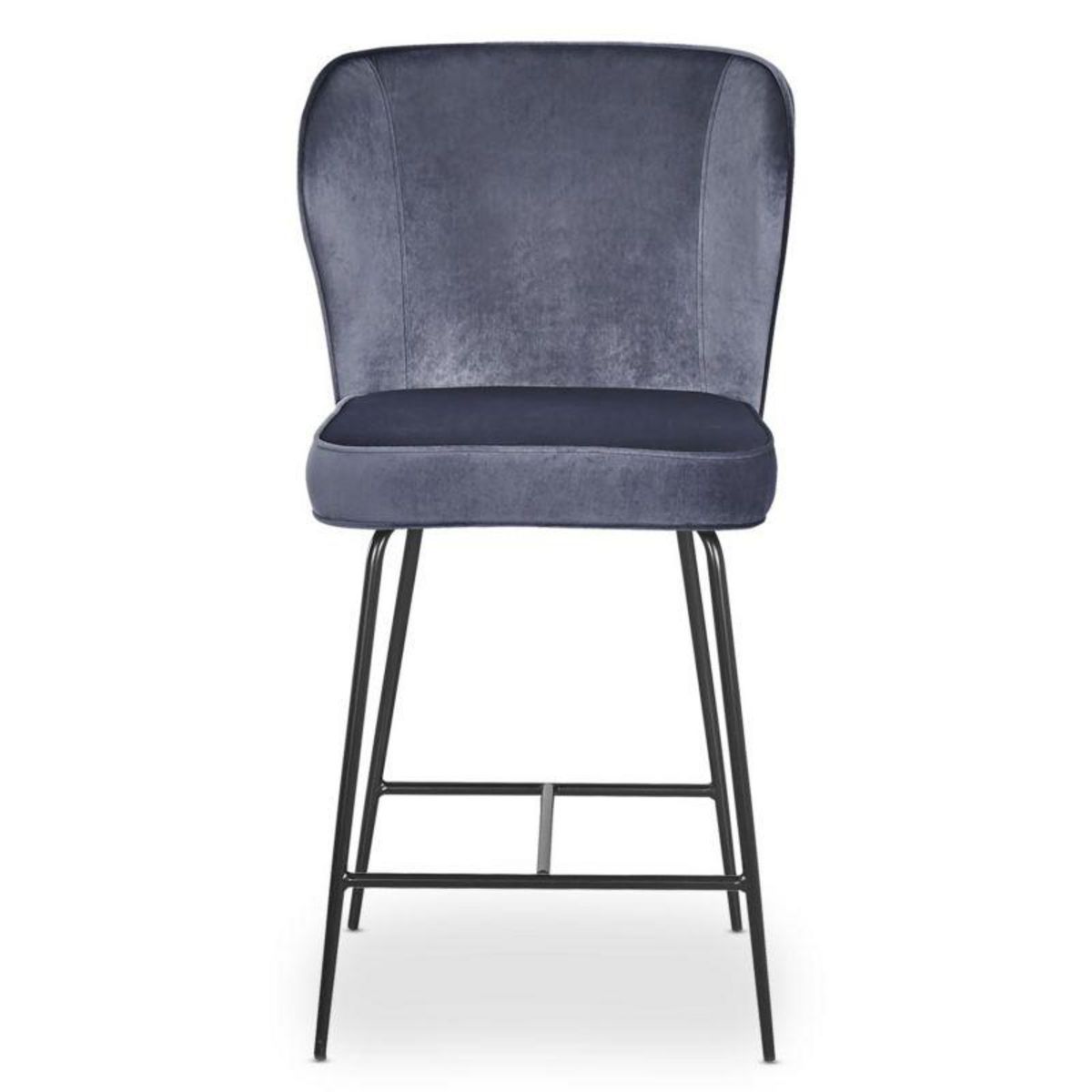 Paris Prix Chaise de Bar Velours Design  Elsa  100cm Gris