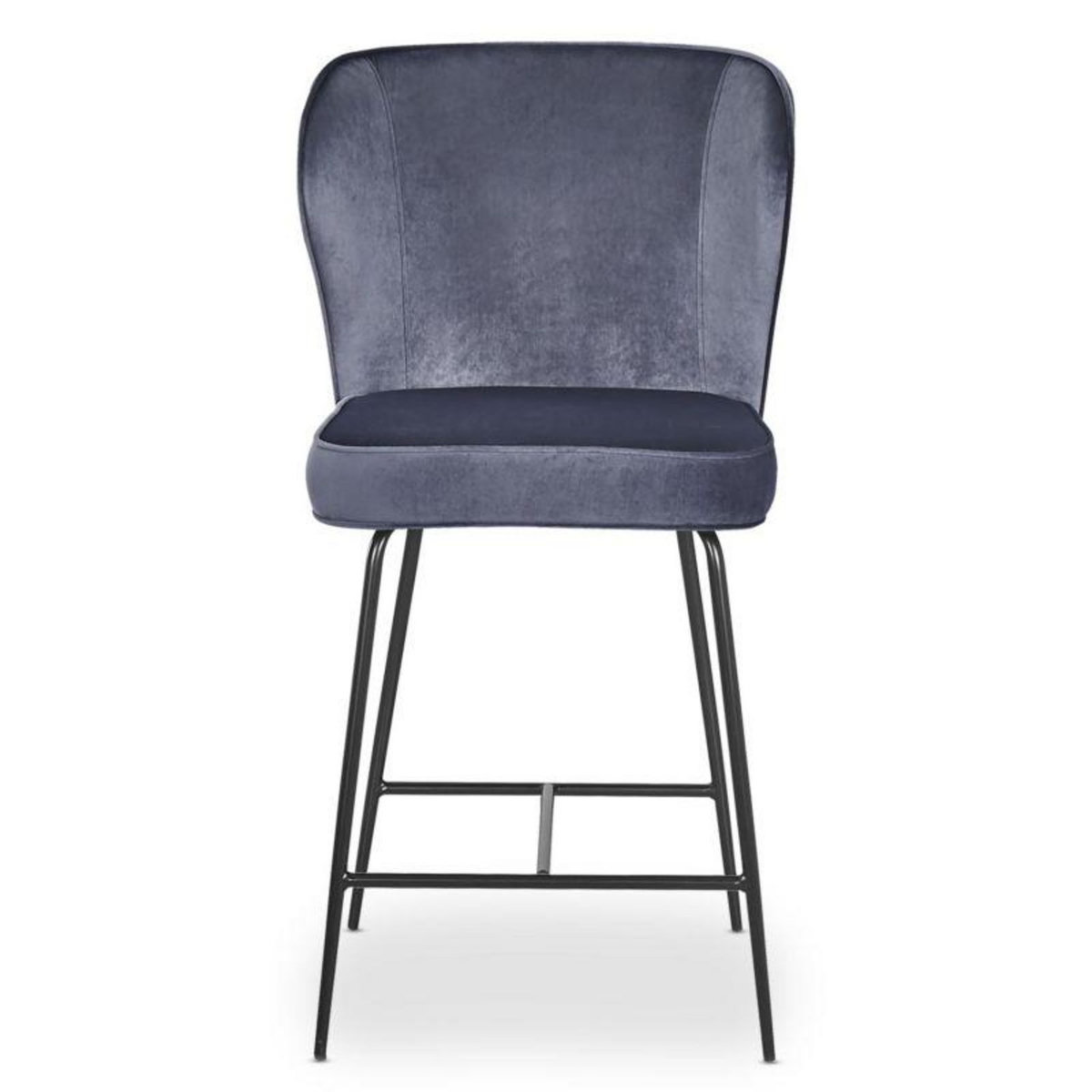 Paris Prix Chaise de Bar Velours Design  Elsa  100cm Gris