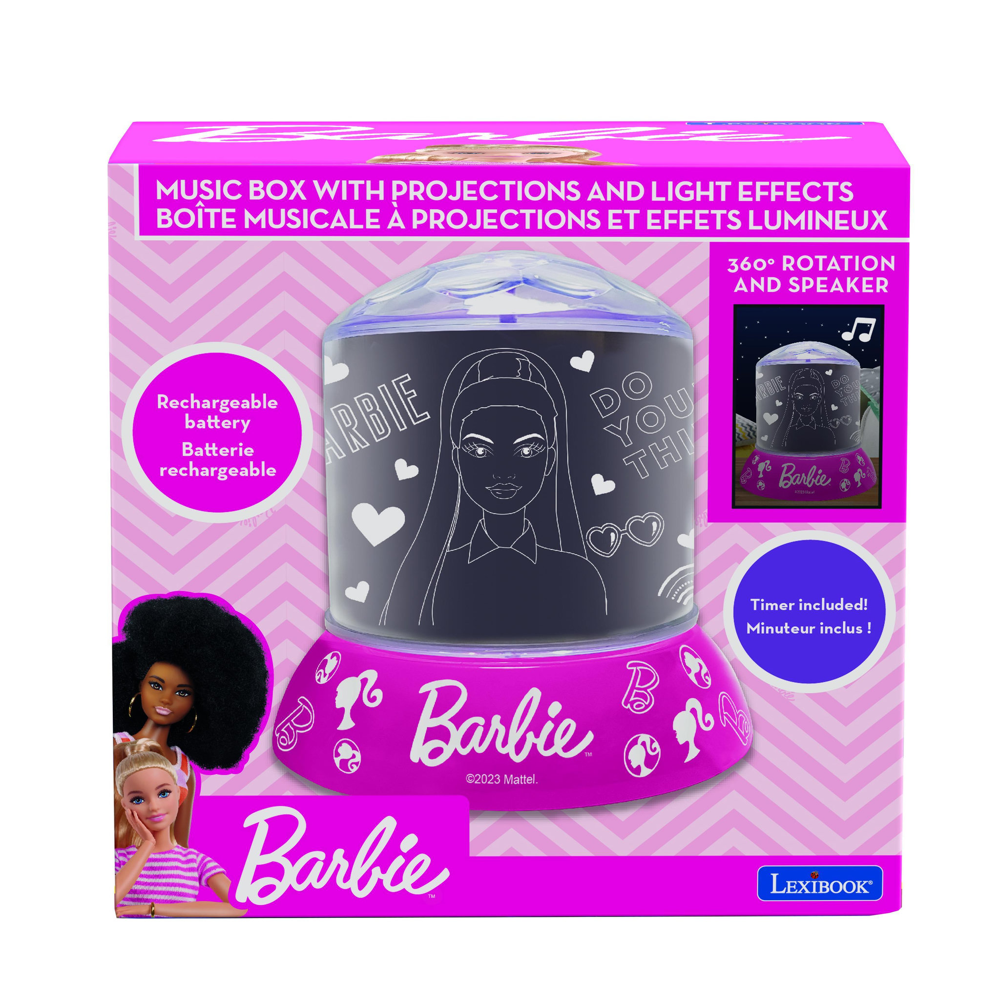 Voir la diapositive 5 : Lexibook Veilleuse avec projection et effets sonores Barbie