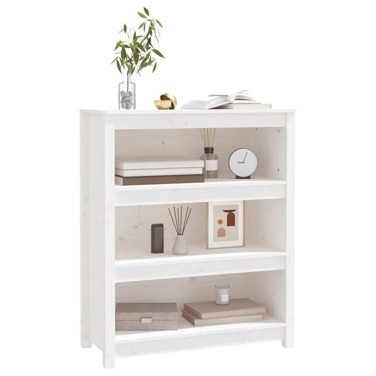 VIDAXL Bibliotheque Blanc 80x35x97 cm Bois de pin massif