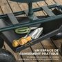 Voir la diapositive 6 : OUTSUNNY 2 en 1 tabouret pivotant réglable chariot mobile de jardin charge max. 150 Kg rangement acier vert