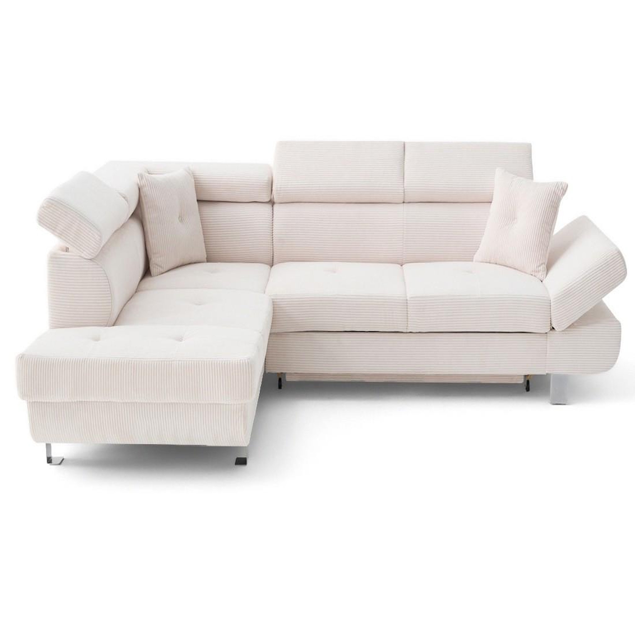 Voir la diapositive 1 : BEST MOBILIER Lisbona - canapé d'angle gauche 5 places convertible avec têtières en velours côtelé
