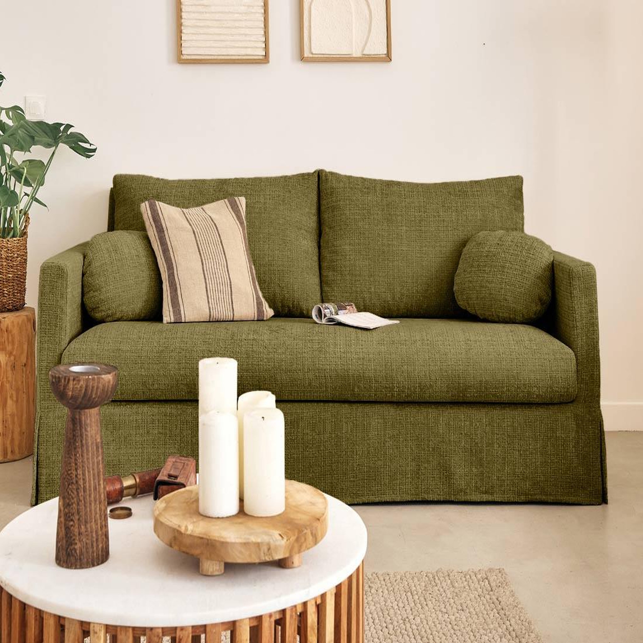 Voir la diapositive 1 : LISA DESIGN Serena - canapé droit déhoussable 3 places en velours texturé