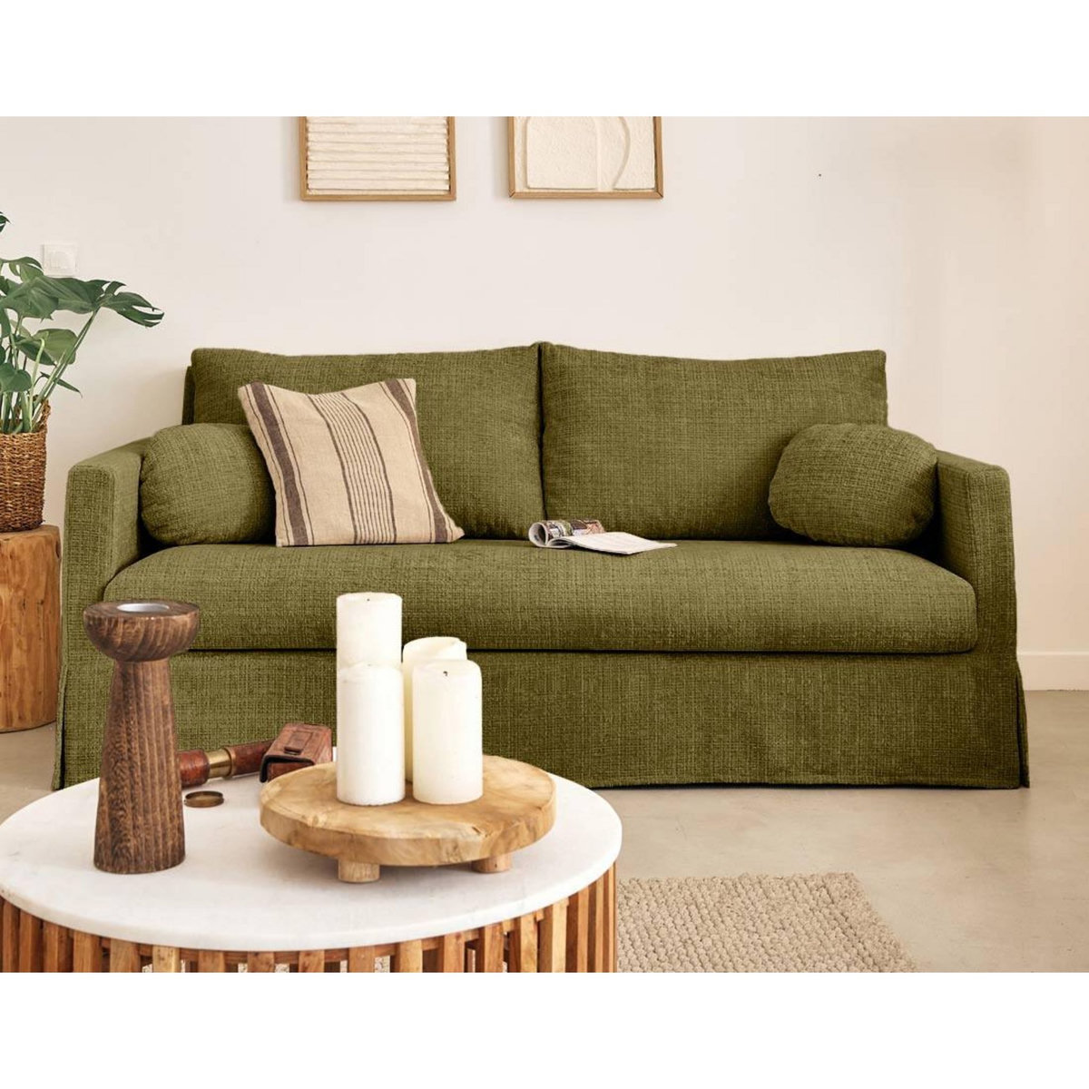 LISA DESIGN Serena - canapé droit déhoussable 3 places en velours texturé
