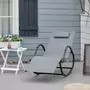 OUTSUNNY Chaise longue à bascule rocking chair design contemporain dim. 160L x 61l x 79H cm métal textilène gris