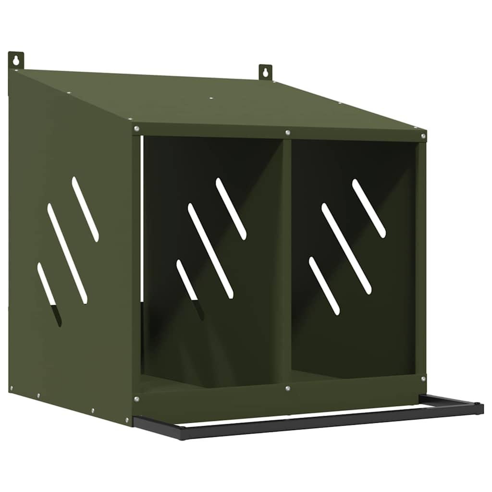 VIDAXL Nichoir a poules avec 2 compartiments vert olive metal