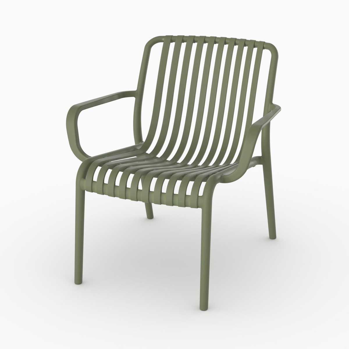 Rendez vous déco Lot de 2 fauteuils de jardin en plastique vert kaki avec accoudoirs-Ivy