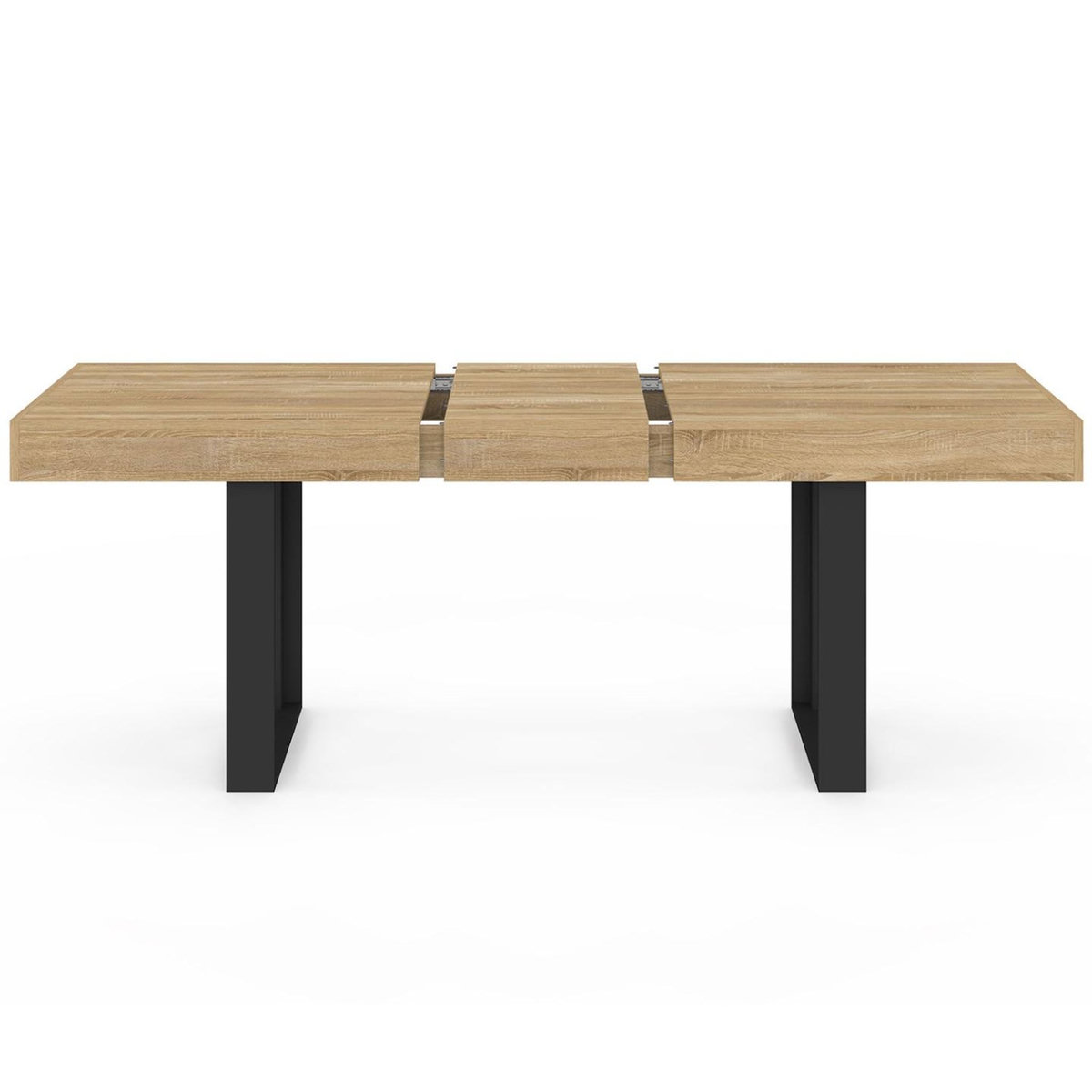 ID MARKET Table à manger extensible rectangle PHOENIX 4-8 personnes bois et noir 160-200 cm