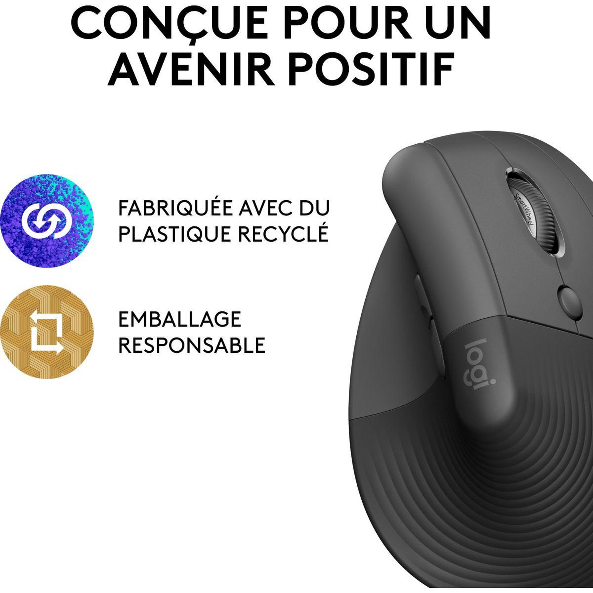 Voir la diapositive 5 : Logitech Souris sans fil Lift Ergonomique Silencieuse Graphite