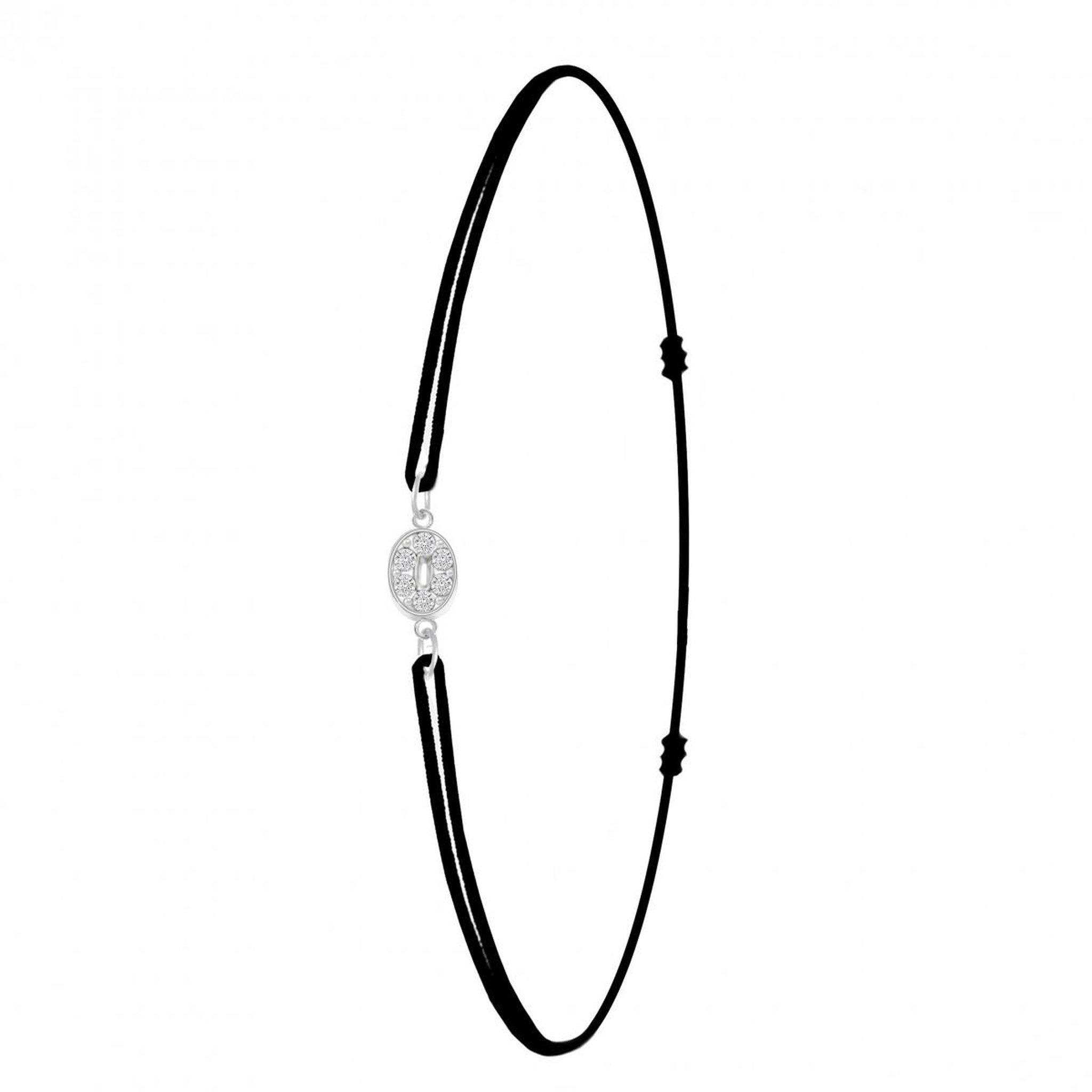 SC CRYSTAL Bracelet lettre O élastique noir SC Crystal orné de Cristaux scintillants