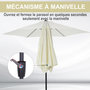 Voir la diapositive 5 : OUTSUNNY Parasol inclinable de jardin balcon terrasse manivelle toile polyester imperméabilisée haute densité 180 g/m² Ø2,7 x 2,35H m alu crème
