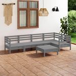 VIDAXL Salon de jardin 6 pcs Bois de pin massif Gris
