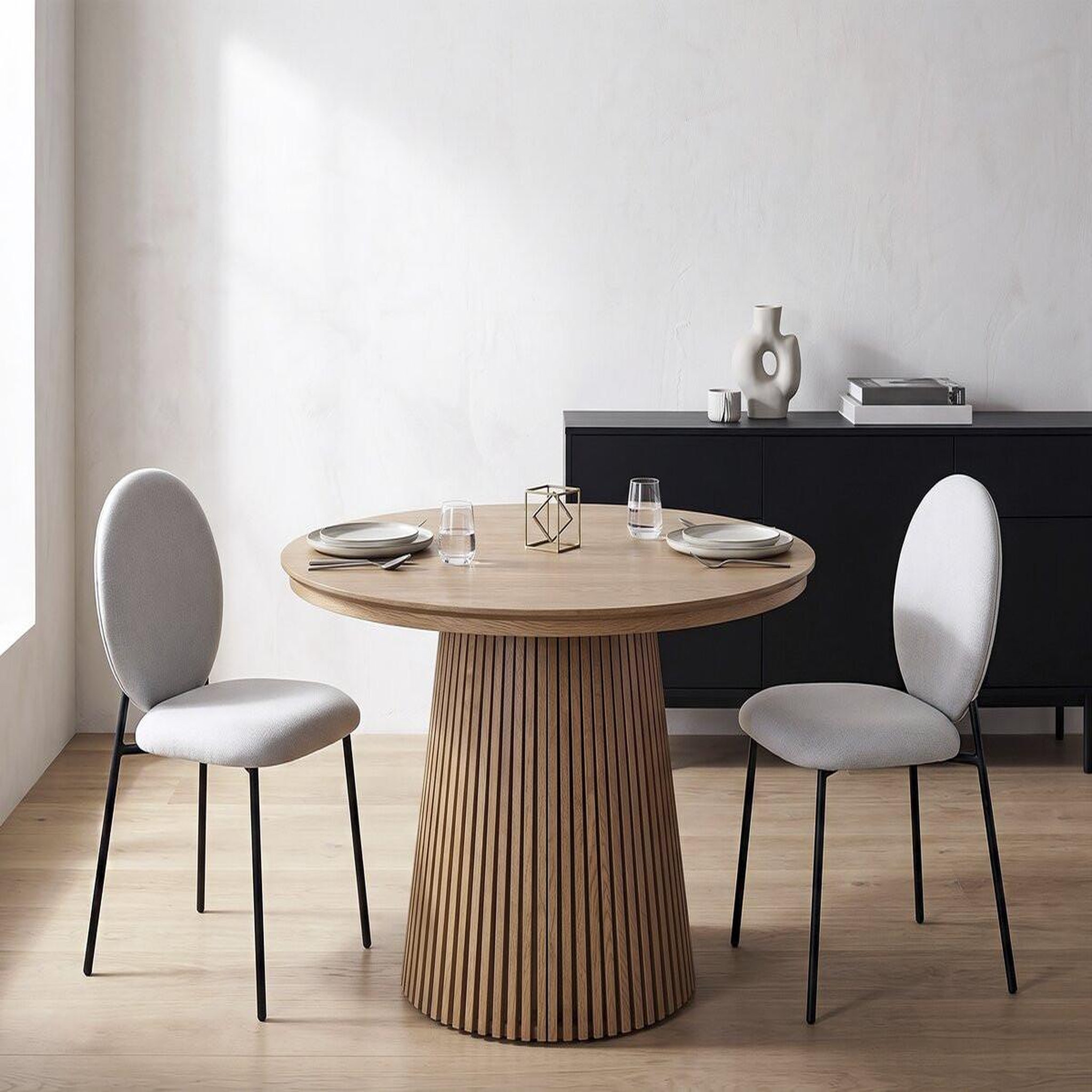 Voir la diapositive 2 : Habitat et Jardin Lot de 2 chaises de salle à manger en métal  perla  - gris clair