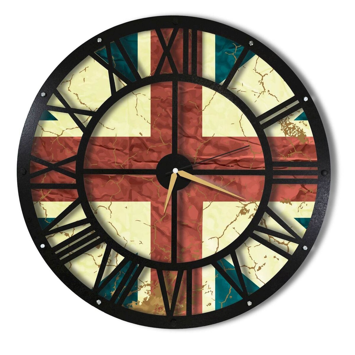 HOME MANIA Horloge murale en métal Wall Angleterre - Diam. 50 cm - Noir