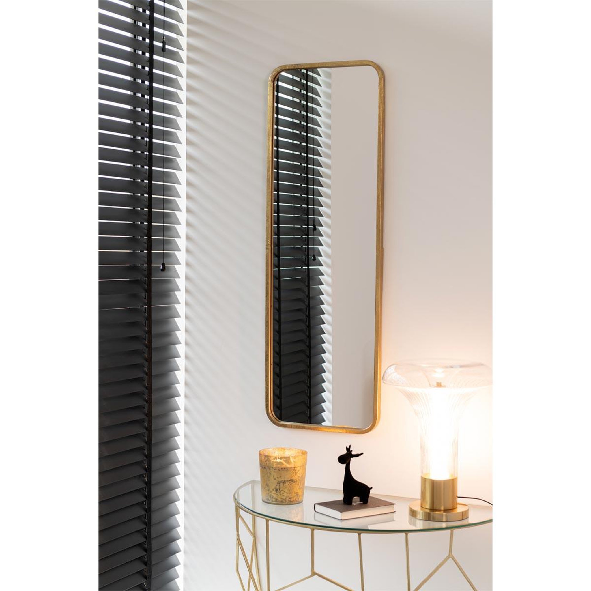 Voir la diapositive 6 : J-LINE Miroir mural en métal design  mona  119cm or