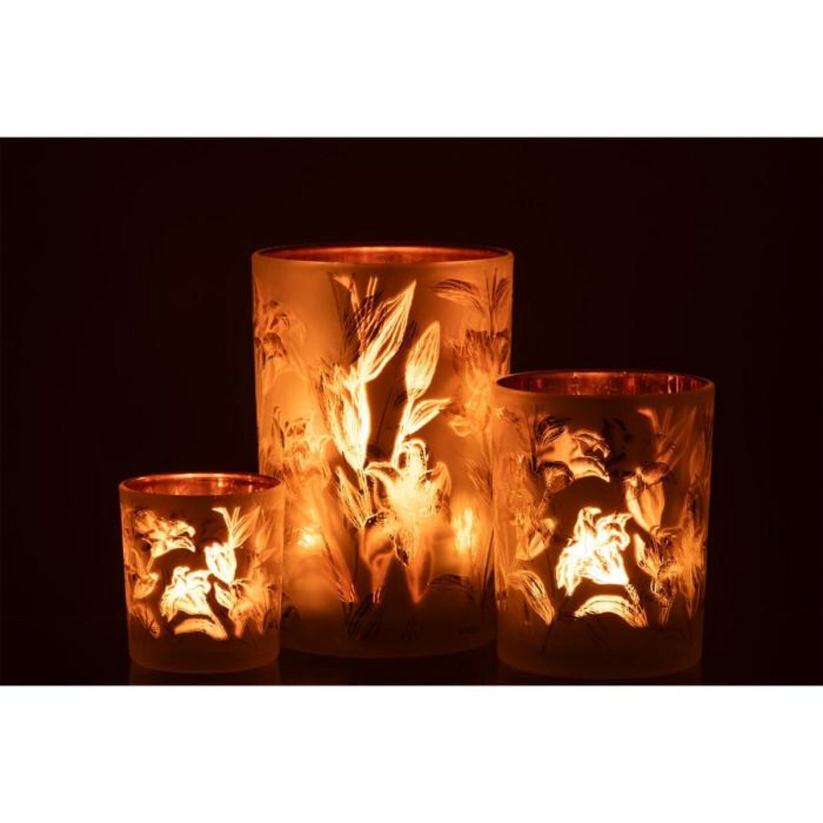 Paris Prix Photophore Déco en Verre Mat  Feuilles  18cm Multicolore