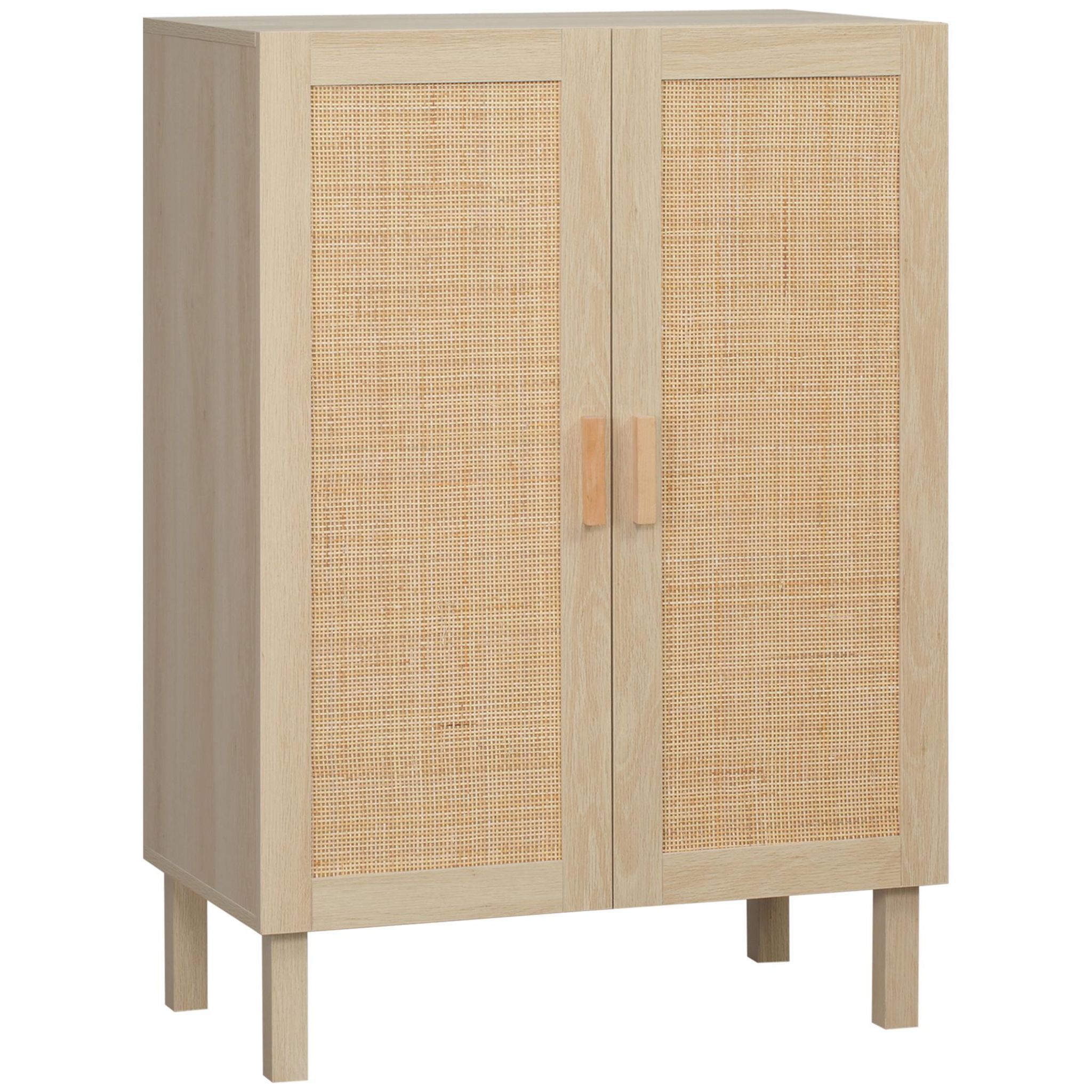 Buffet Rangement HOMCOM 120x40x70 Cm - Noir Et Bois Clair, 3 Portes, 2 étagères Réglables, 50 Kg Max - 8