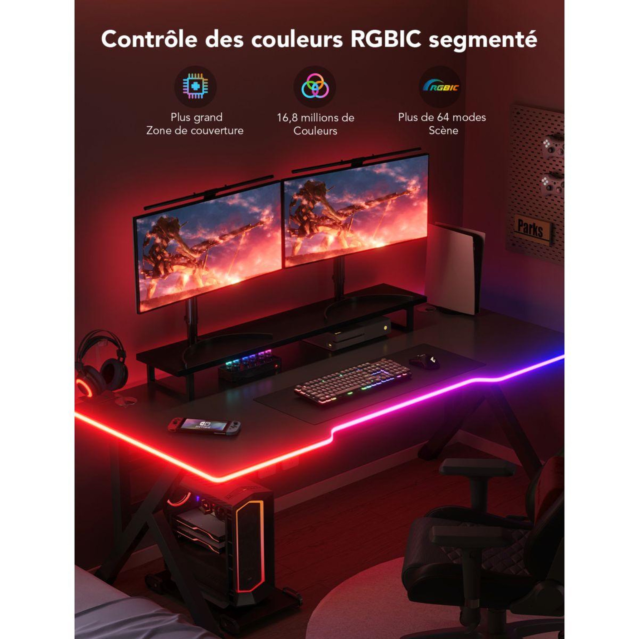 Voir la diapositive 5 : GOVEE Bandeau LED NEON GAMING TABLE LIGHT