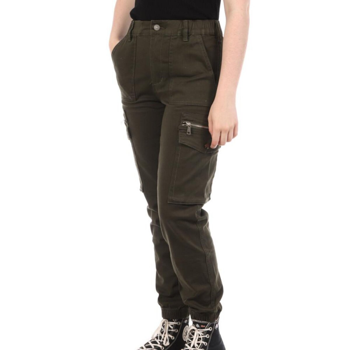 INEXTENSO Pantalon détente vert kaki femme