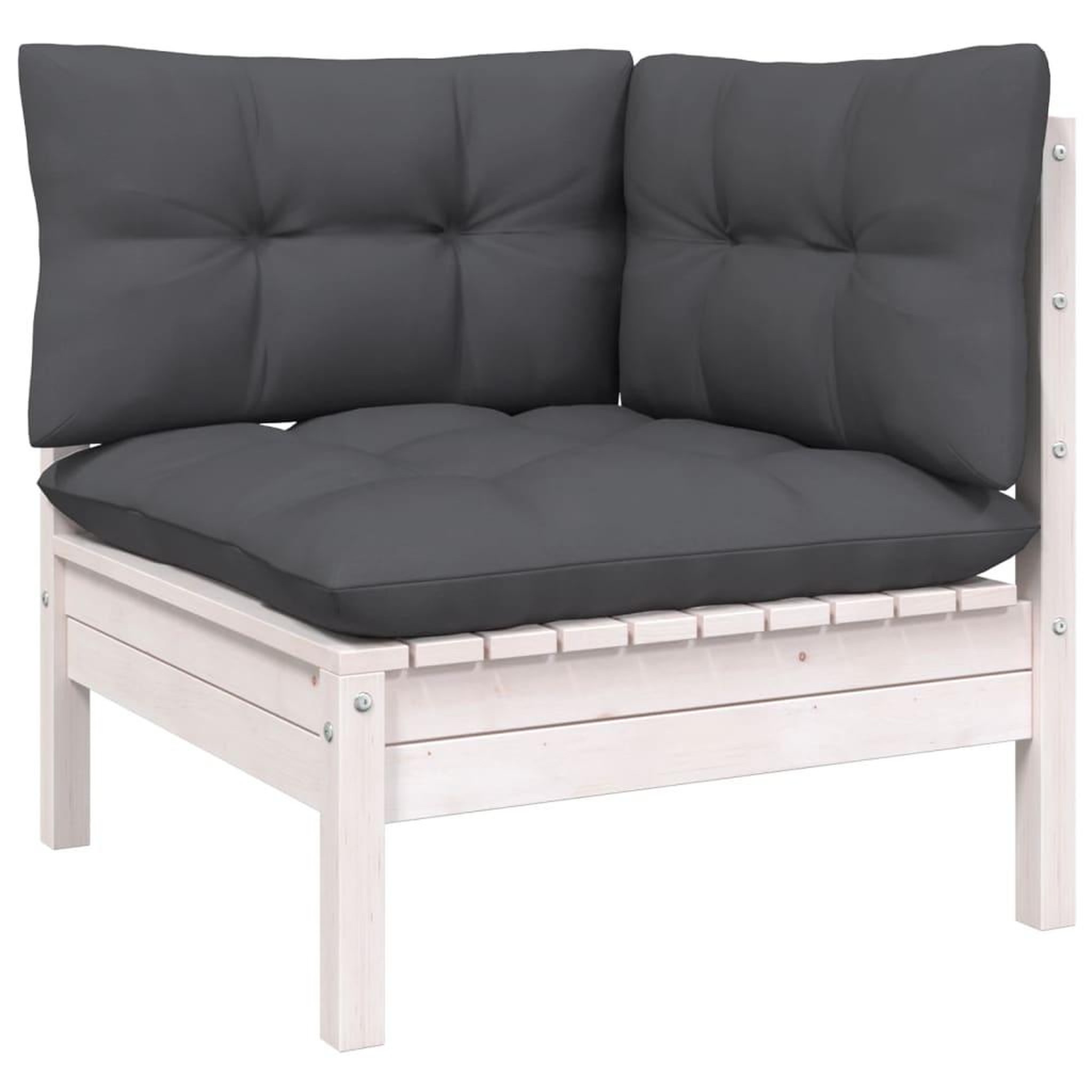 Voir la diapositive 4 : VIDAXL Salon de jardin 4 pcs avec coussins anthracite Bois de pin