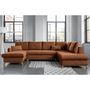 Voir la diapositive 2 : BEST MOBILIER Lagom - canapé d'angle panoramique - convertible - avec coffre - en tissu - 7 places - droit