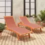 SWEEEK Ensemble de 2 bains de soleil en bois Marbella, transats en eucalyptus FSC huilé et textilène