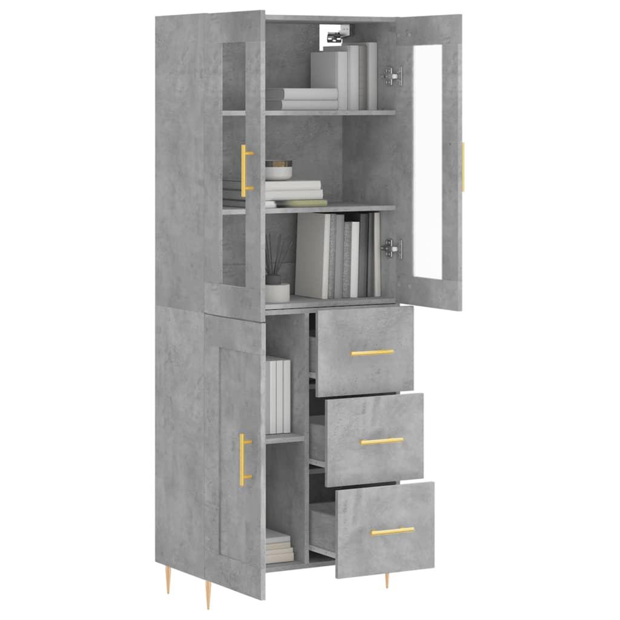 Voir la diapositive 3 : VIDAXL Buffet haut Gris beton 69,5x34x180 cm Bois d'ingenierie