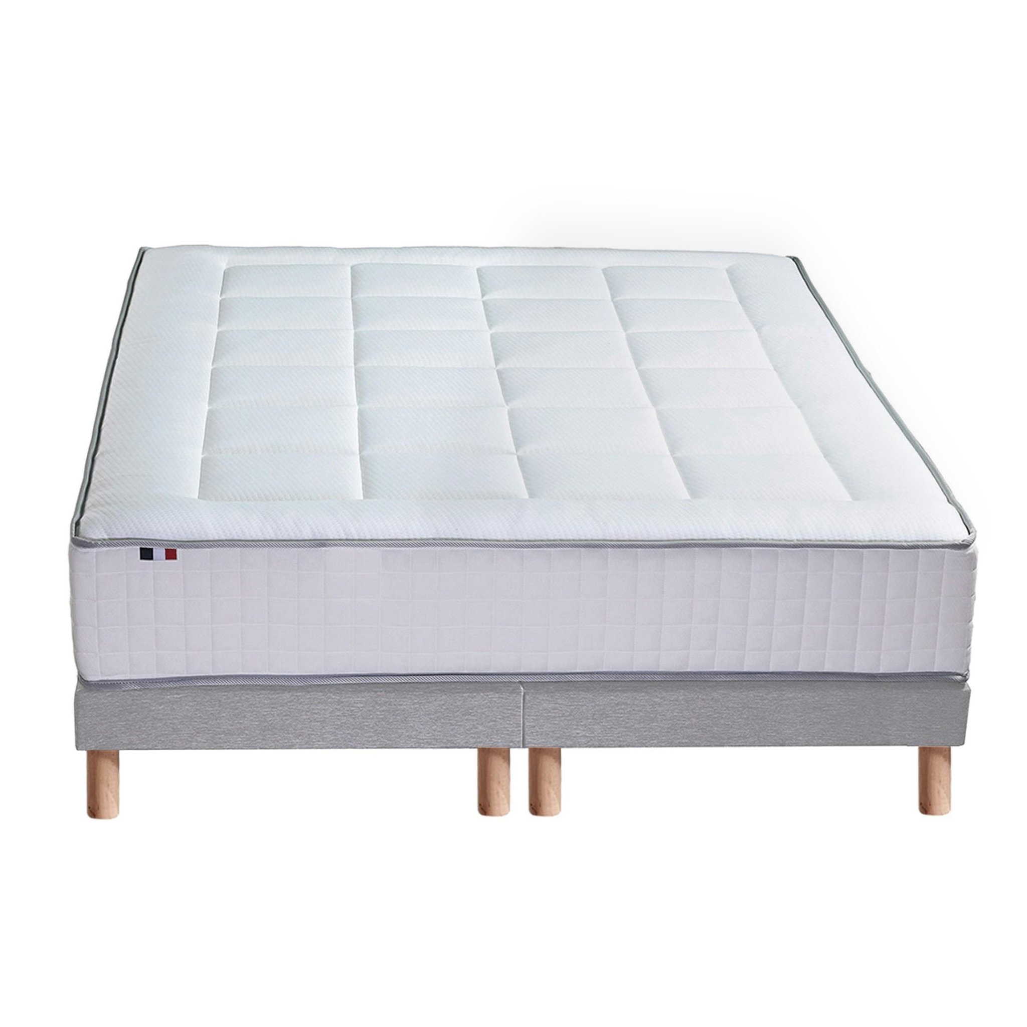 Voir la diapositive 3 : IDLITERIE Ensemble matelas Ressort 7 zones + sommier + oreiller + couette - FABRICATION FRANCAISE