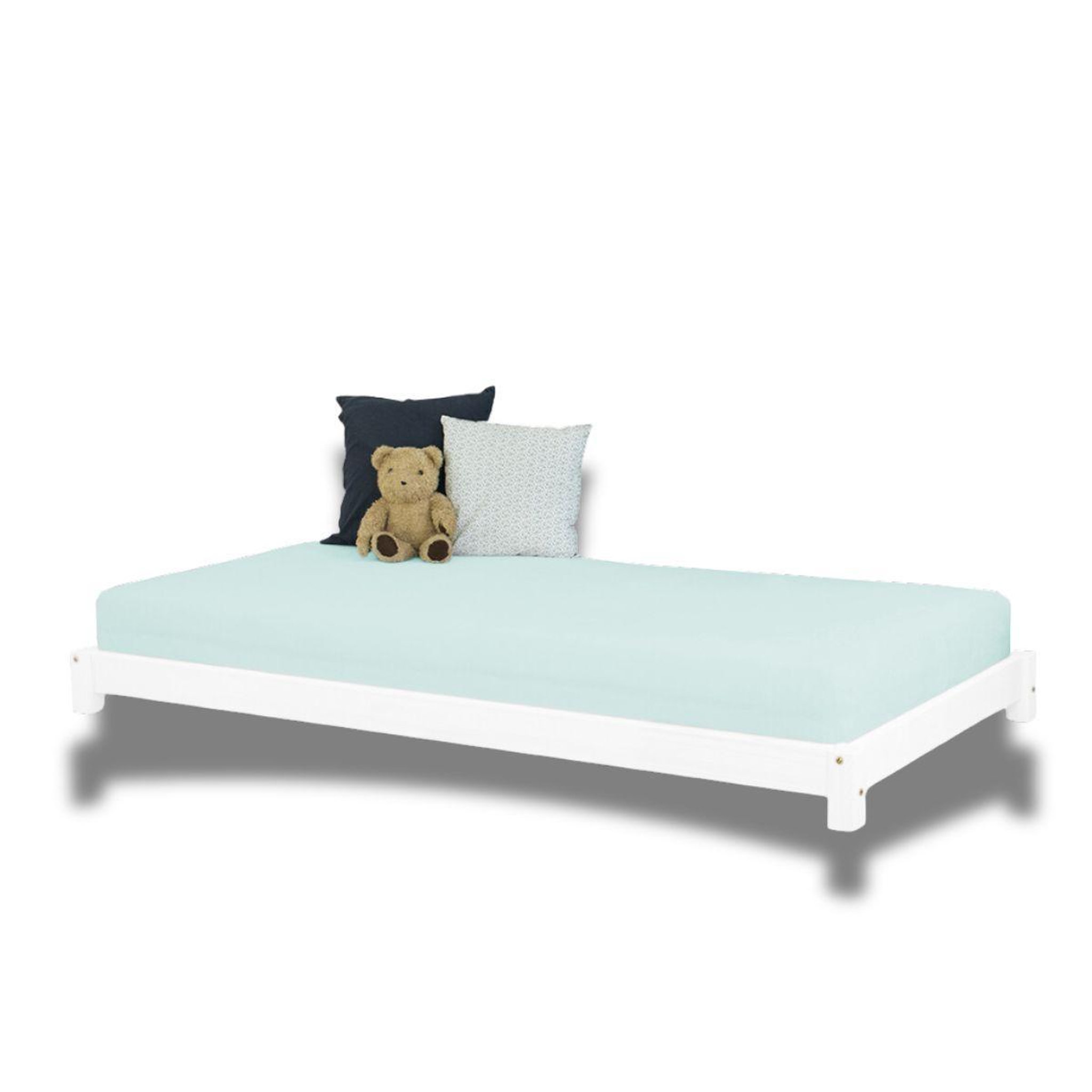 Voir la diapositive 1 : BENLEMI Lit simple en bois TEENY Blanc 80x160cm