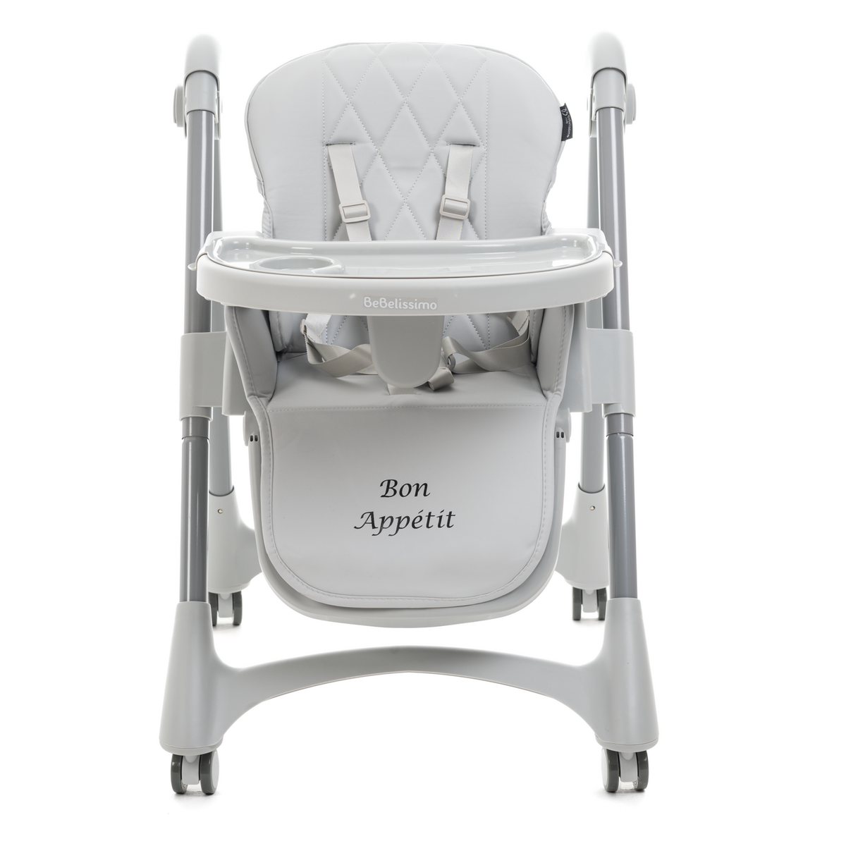 BEBELISSIMO Bebelissimo - Chaise haute évolutive bébé - Pliable - Compacte - Réglable hauteur - De 6 mois à 3 ans (15kg) - gris - Bon Appetit