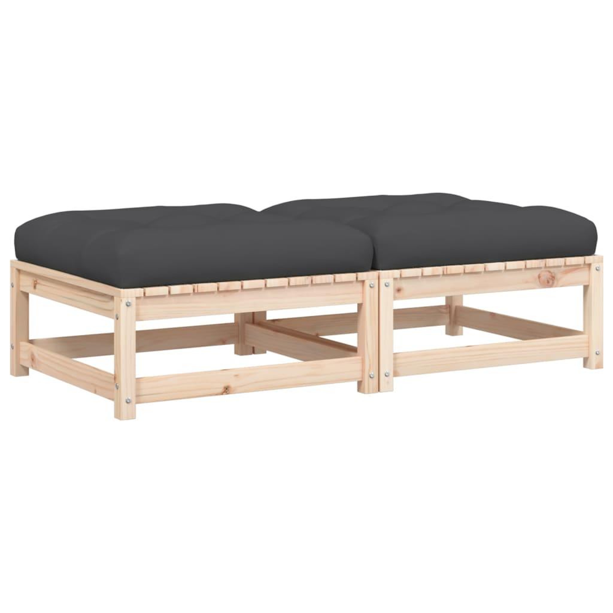 Voir la diapositive 2 : VIDAXL Repose-pieds de jardin avec coussins lot de 2 bois pin massif