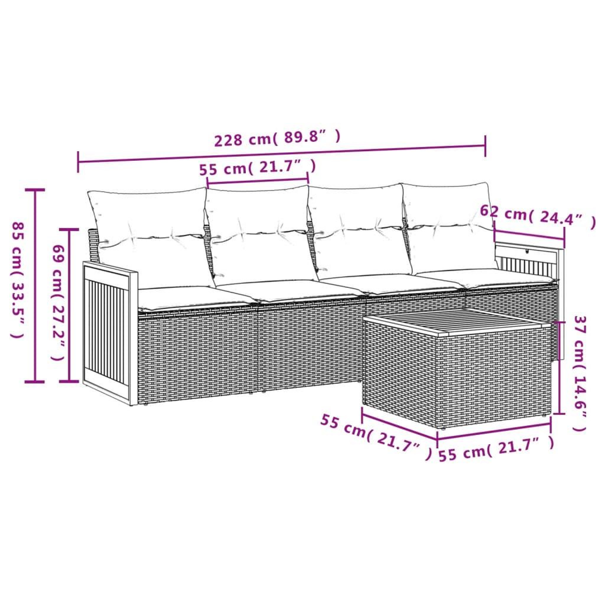 Voir la diapositive 3 : VIDAXL Salon de jardin avec coussins 5 pcs beige resine tressee