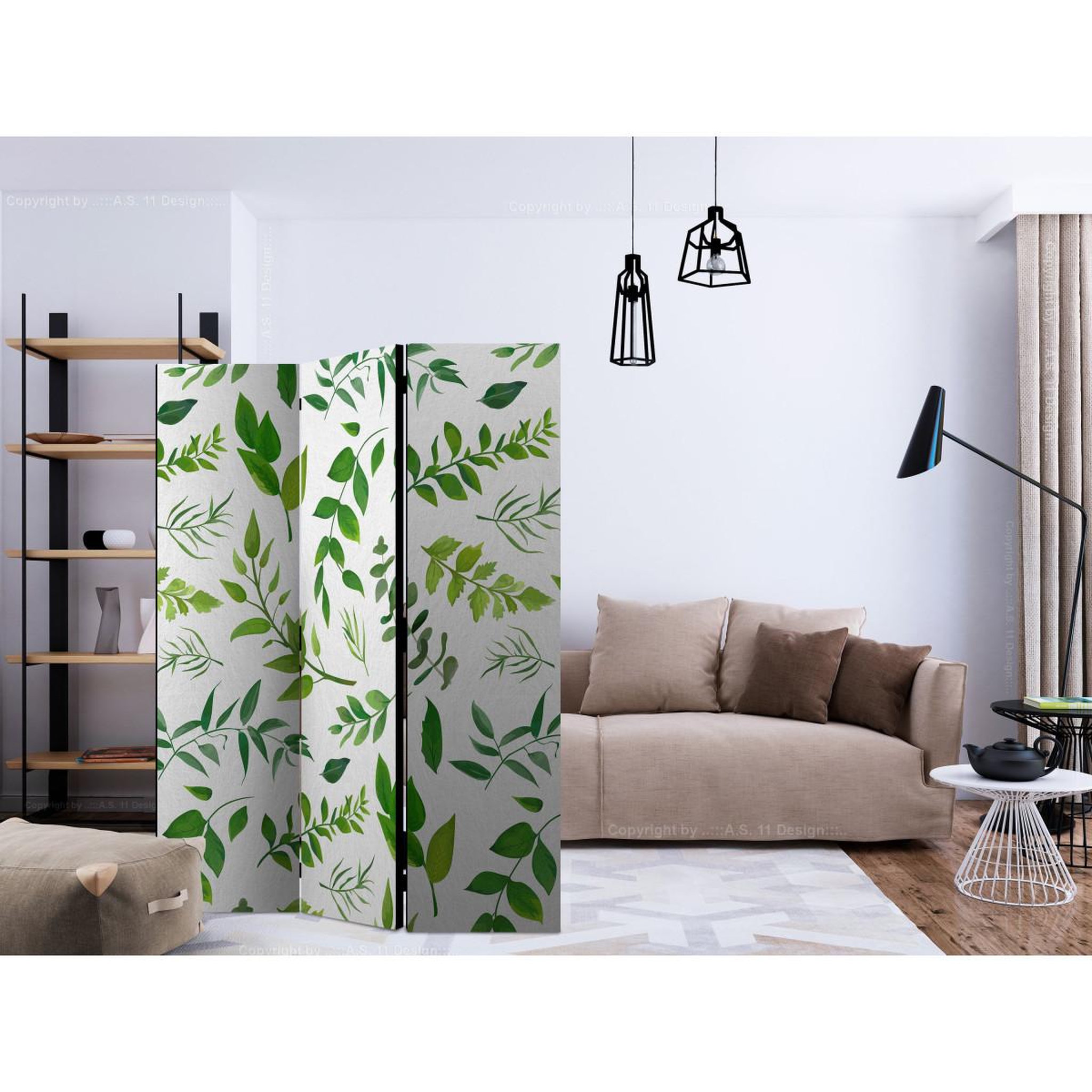 Voir la diapositive 2 : Paris Prix Paravent 3 volets  green twigs  135x172cm