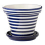 Voir la diapositive 1 : Paris Prix Pot Avec Soucoupe en Céramique  Granada Rayure  50cm Bleu Cobalt