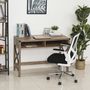 Voir la diapositive 2 : HOMCOM Bureau design industriel grand plateau 2 niches métal noir panneaux particules imitation bois veinage marron