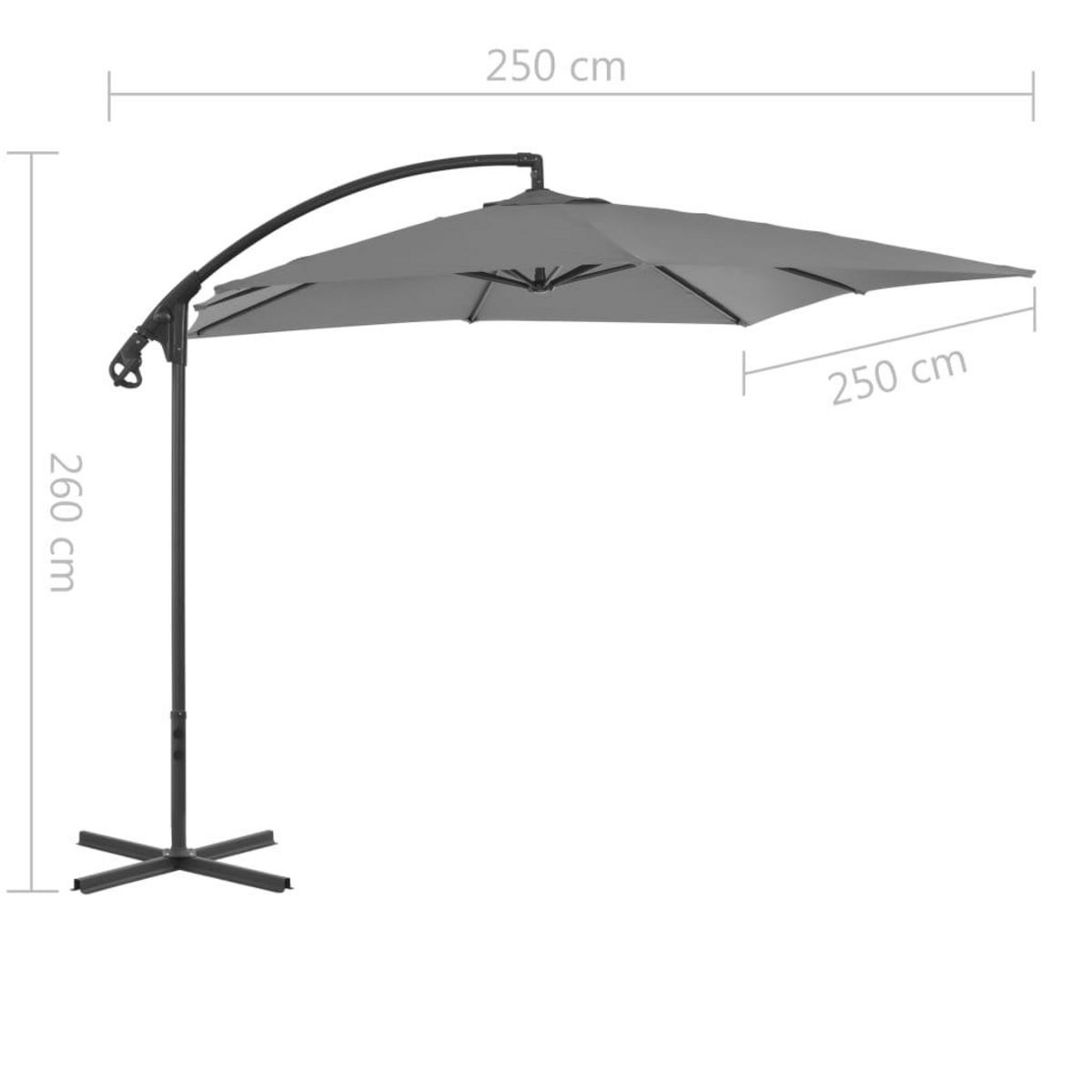 VIDAXL Parasol de jardin en porte-a-faux avec mat en acier anthracite