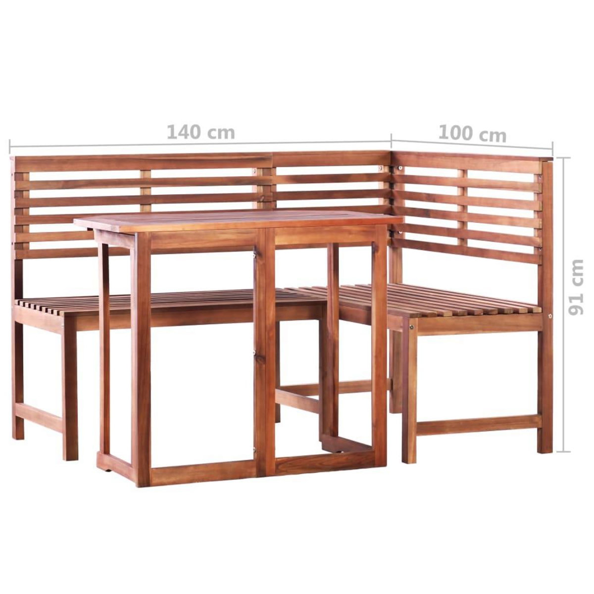VIDAXL Mobilier de bistro 2 pcs Bois d'acacia massif